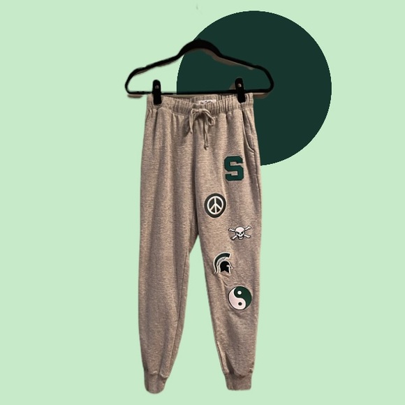 Pants - Michigan State Custom Patches Joggers, Size Small